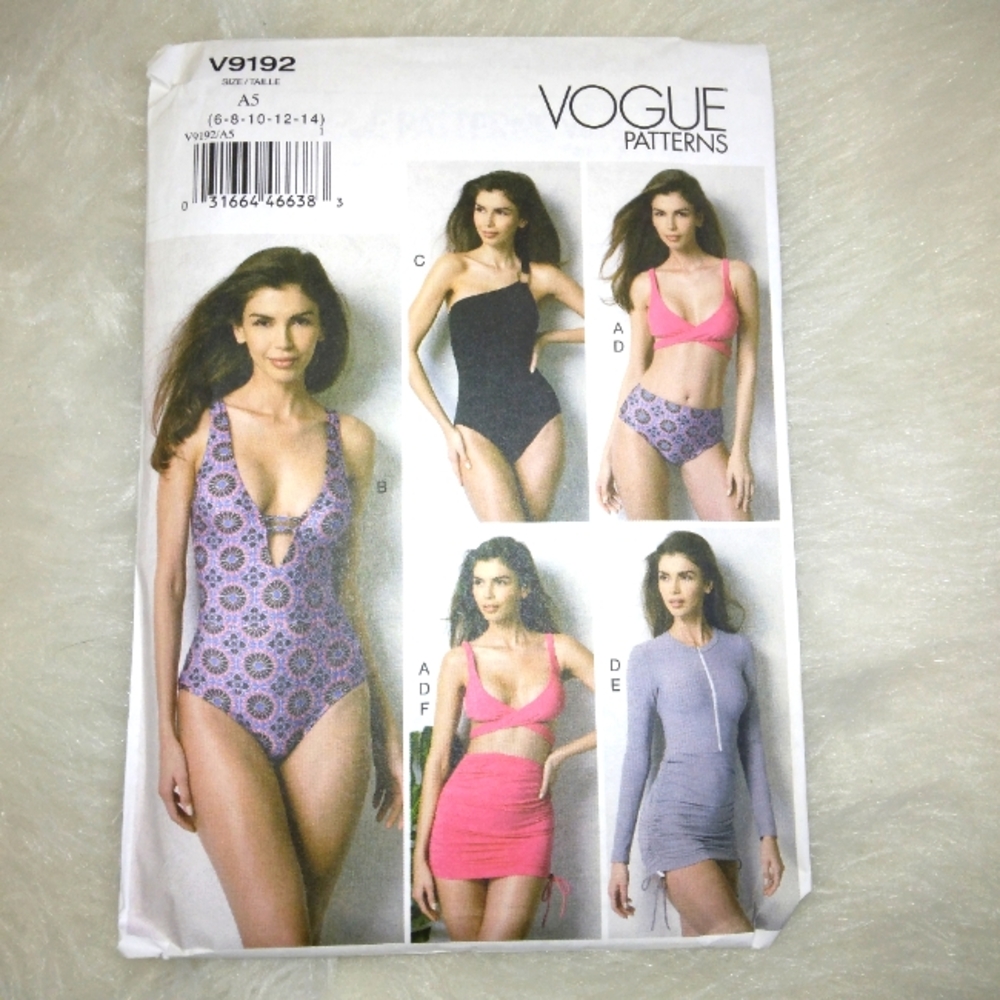 VOGUE V9192 SZ 6-14 Misses Swim Top, Swimsuit, Swim Bottom, And Cover Up Vogue
